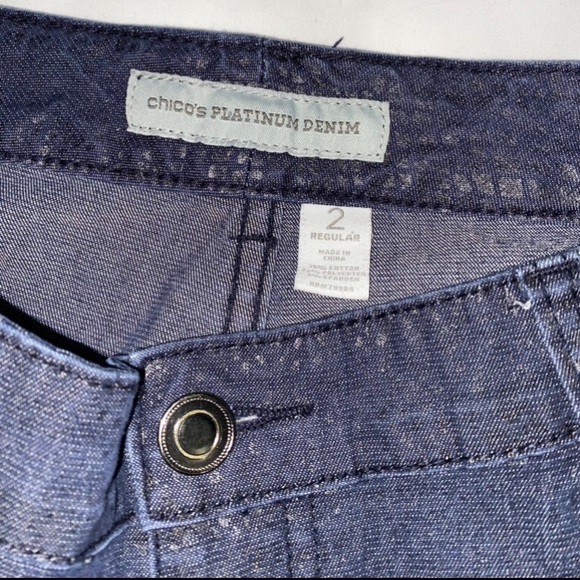 Chico’s Platinum Denim Patterned Jeans - Picture 6 of 9